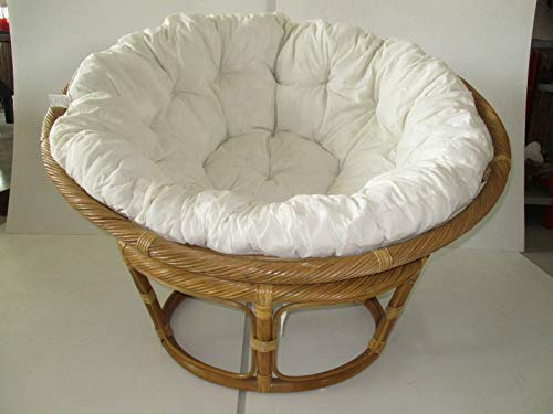 fantasie d oriente POLTRONA VIMINI PAPASAN RATTAN VIMINI NATURALE CANNA TORCILIONE Ø CM 115 NATURALE ARREDAMENTO GIARDINO COMPLETA DI CUSCINO POLTRONA ROTONDA NON RATTAN SINTETICO
