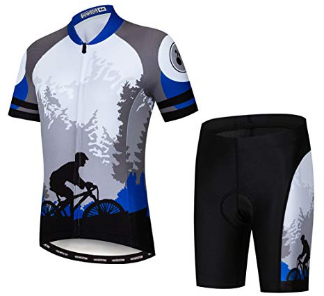 Cycling Jersey Set Kids Bike Jersey Shorts Suits Children MTB Mountain Road Tops Girls Boy Bicycle Racing Jersey Riding Cycle Clothing Summer Breathable Quick Dry Blue Black Gray Size L