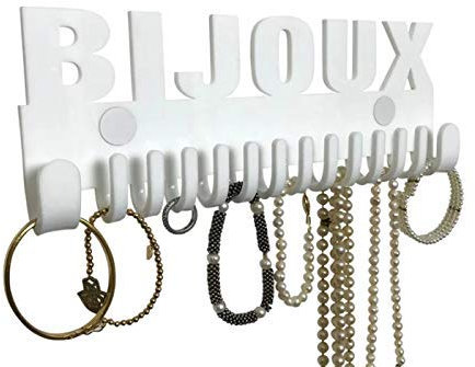 Galeara design Porta Gioielli da Parete Bijoux Portaoggetti Collana galeara – Orecchini - Porta Collana da Parete Blanc Bracelet (Mika Bijoux Bianco)