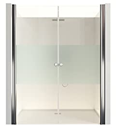 DURASHOWER Duschkabine Satinierter Mittelstreifen 195 cm x 105-110 cm x 6 mm | ESG | Nano