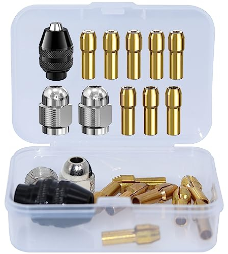 RUNYU® Dremel Lot de 11 Mandrins de Perçage, Mandrin Dremel 4486, Pinces de Serrage 4485, Têtes de Serrage en Laiton à Changement Rapide pour Dremel 4000, Trio et Plus, avec Boîte