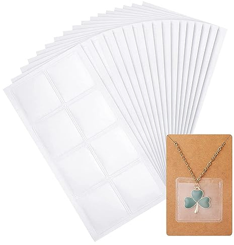 HugeDE 240 Pcs Necklace Chain Adhesive Pouches Jewelry Display Cards Pockets Necklace Earring Card Holders Jewelry Packaging Pouches for Selling