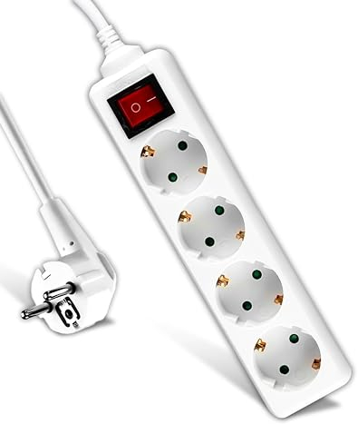 V-TAC Regleta de 4 Enchufes con Interruptor y Cable de 1,5 Metros - Enchufe Múltiple 4 Tomas de Corriente 16A Shuko para el Hogar, Oficina, Tienda, Garaje - 250V Compacta y Práctica