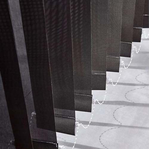 FENGSHOUU Cortina Lamas Verticales Negro,Persianas Venecianas Opaca de Tela de Poliéster,Protección Solar y Privacidad,para Oficina o Hogar,Personalizable,Ancho×Alto (110cm x 130cm)