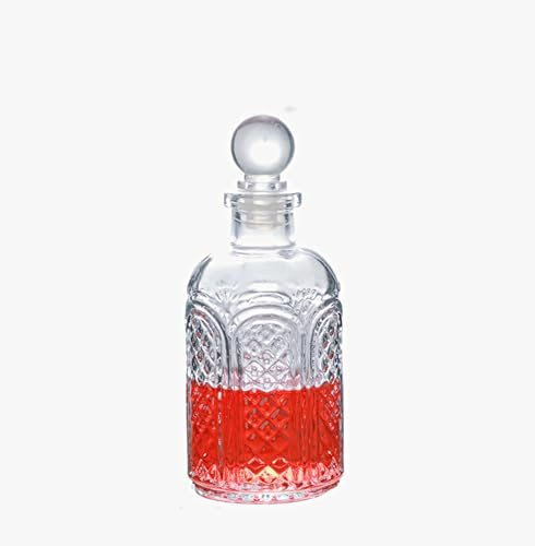 Mini Vintage Style Decorative Flower Vases,Whiskey Decanter with Glass ball Stopper for Cocktail Whisky Brandy Vodka Bourbon Juice(Engrave Bottle)