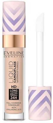 Eveline Cosmetics Liquid Camouflage Wasserdichter Concealer mit Hyaluronsäure - Liquid Camouflage 2.5 für makellose Haut