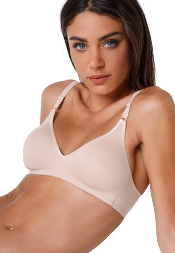 Lovable Reggiseno in Cotone Elasticizzato | Senza Ferretto e Senza Imbottitura | Spalline con Regolazione Frontale | Comfort | Cotton Line Donna, Skin, 34 / 3B