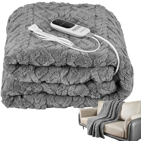 Värmefilt Med Automatisk Avstängning 180 x 130 cm - Elektrisk, Gosig Filt för Säng och Soffa - 9 Steg Upp Till 40 °C, Tvättbar Termisk Filt