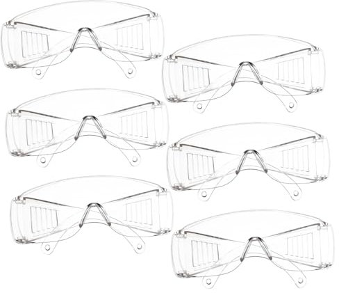 JEWEDECO 6 Pairs Ventilated Protective Safety Goggles Side Shields Eyewear for Men and Women Scientific Eye Protection