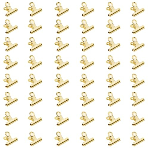 50 Pieces Metal Bulldog Clips, 22mm Gold Binder Clips,Hinge Clips for Food Bags,Clipboard,Poster,Paper Pictures Organizers, Crafts Hanging Art, Home and Office Decoration,Price Tag (Gold)