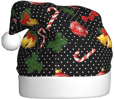 JZDACH Christmas Hats Christmas Dots And Bells, Santa Hat Caps for Holiday Party Supplies