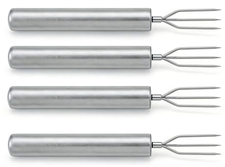 Lot de 4 Fourchettes à Pommes de Terre en Acier Inoxydable pour Barbecue et Maïs, Ustensiles de Cuisine Robust pour Légumes et Grillads, accessoarer praktiska Lavables au Lave-vaisselle pour Campin