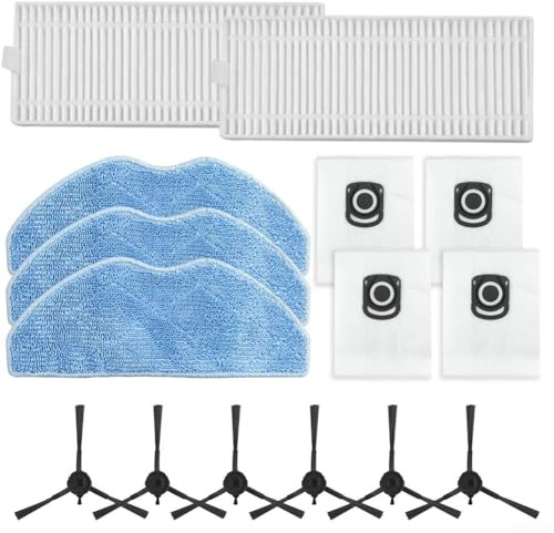 Piezas de repuesto para Tefal Serie 75 S+ RG8597W, kit de aspiradora robot con cepillos laterales, paños de fregona, filtros y bolsas para limpieza de esquinas y suelos duros (A)