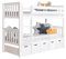 TiCAA Etagenbett, Kinderbett, Stockbett Funktionsbett für Kinder mit Treppe & Zwei Liegeflächen teilbar aus Kiefer Massivholz Weiß Bettgestell 90 x 200