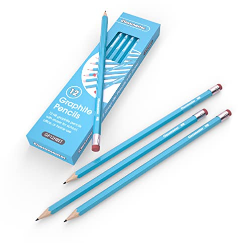 Classmaster GP12HBET HB Graphite Pencils with Erasers - Ideal for Art, Drawing, and Shading (Pack of 12)