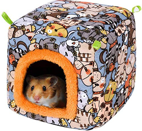 KAMEIOU Small Animal Hideout House and Beds - Warm, Cartoon Design Hamster, Hedgehog, Chinchilla & Ferret Accessories