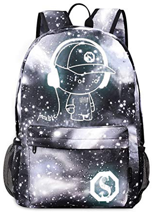 FANDARE Schulrucksack Galaxy Leuchtend Schultasche Junge Mädchen Rucksäcke Schulranzen mit USB Teenager Backpack Tagesrucksack Reise Daypacks Damen Herren Kinderrucksäcke Polyester Grau B