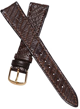 Dcasmo group Correa Reloj de Piel Lagarto Legitima para Hombre 16mm Marrón Oscuro New Old Stock 1960 1970 - Pulsera Original Vintage - Strap Bracelet de Relojeria Antigua Tradicional