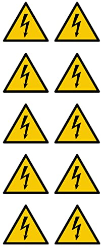 notlok Safety Work - 10x Elektrischen Warnschildern Aufkleber: ACHTUNG: Hochspannung! [△ 5cm] Gerät unter Spannung! Elektrisches Gerät, hohe Spannung, Stromschlaggefahr, nicht berühren, warnaufkleber