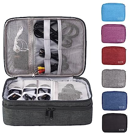 Borsa Organizer per Cavi Elettrici,Organizer Cavi,Borsa Accessori Elettronici,Organizzatore Multifunzione per Fotocamera Disco Caricatore,Elettronica Viaggio Custodia Organizzatore(3 strati,Nero)