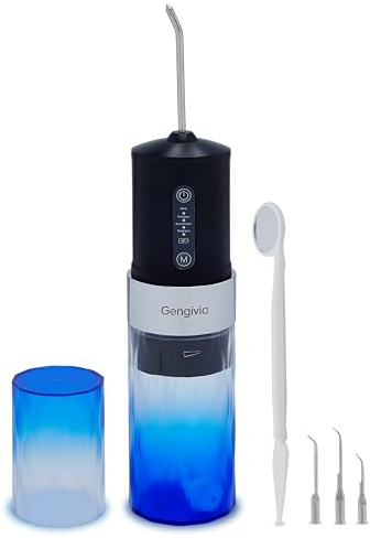 The Ultrasonic 2-in-1 Plaque Removal and Flossing Device for Teeth Cleaning, with 4 Replaceable Tips, 3 Modes, USB Type-C Charging, and Storage Box (Black)