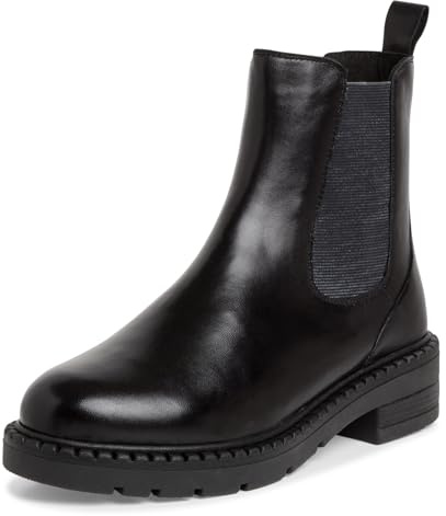 MARCO TOZZI Damen Chelsea Boots aus Leder mit Reißverschluss, Schwarz (Black), 39 EU