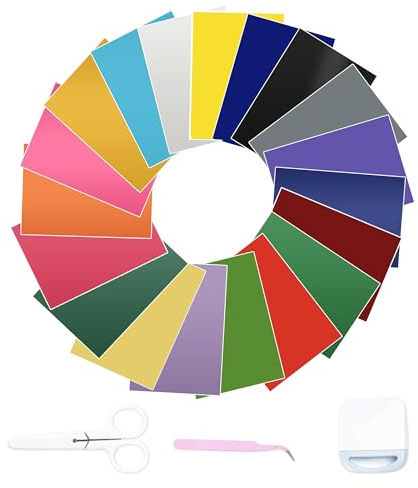 20 Pezzi Fogli Adesivi in Vinile, 20 Colori Vinile Adesivo 30.5 x 21 cm Vinile Permanente Adatto per Finestra Tazza Auto Decorazione Cellulare Caso