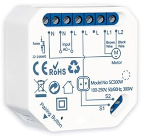 XJRJ Tuya Smart Life WiFi Curtain Switch - Relay Module for Roller Shutter Motor Voice Control App Integration 1 Pack