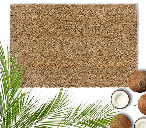 Carpido Paillasson Coco 60 x 90 cm très résistant - 16mm Tapis Coco Naturel antibactérien - Paillasson Anti-salissures écologique