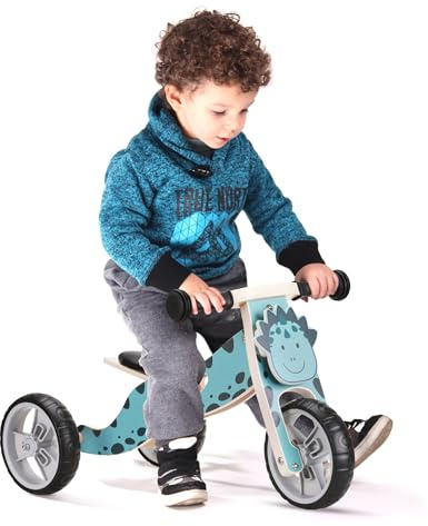 Hooga 2 in 1 Wooden Trike to Balance Bike, Toddler Ride On 18M+, Dinosaur