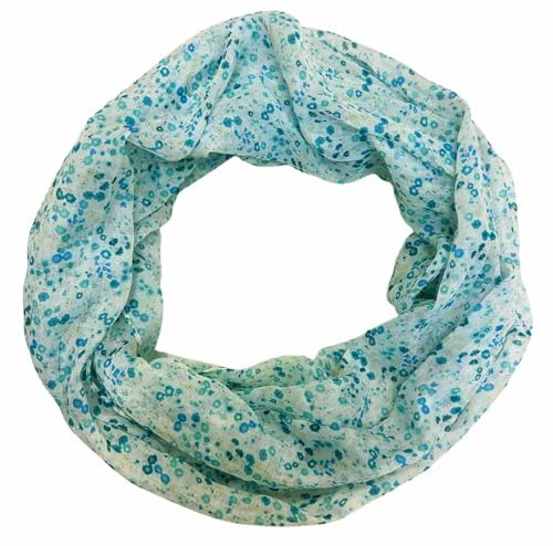 Jeamis Blommor siden loop gradient vår rund halsduk unisex sommar höst lätt halsduk stola silke blomma kamomill, Mint, 160 x 48 cm