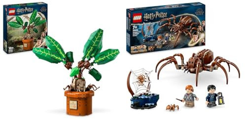 LEGO Harry Potter Mandragora Pflanze Spielzeugfigur und Topf + Aragog im Verbotenen Wald Set Magisches Set, Geschenkidee aus der Zaubererwelt für Mädchen, Jungen und Fans 76433 + 76434