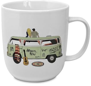 Porzellanbecher 350 ml Kaffeebecher mit Henkel aus Porzellan spülmaschinenfest & mikrowellengeeignet Tasse für Kaffee & Tee Höhe 10,5 cm Ø 8 cm - Weiß - Freedom