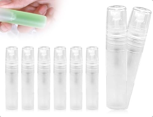Emezddo Atomizadores de perfume (paquete de 6), mini atomizadores de plástico transparente rellenables, botellas de spray vacías portátiles, envase de viaje, ideales para viajes y salidas (5 ml)