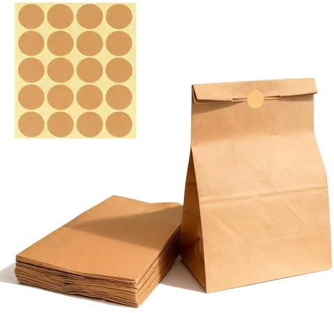 Leucasa 50 stycken kraftpapperspåsar i olika storlekar (27 x 15 x 9 cm)