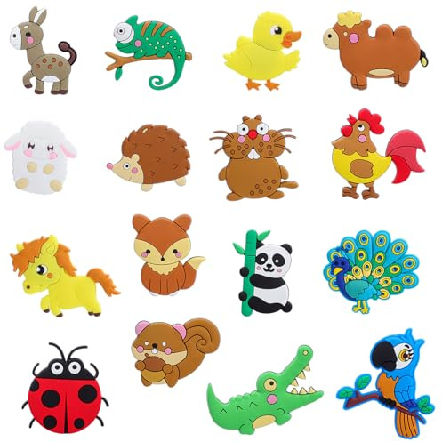 Fridge Magnets for Kids Wild Animal,Cute Vivid Animals Refrigerator Magnets for Kids Soft Back Magnetic Animals for Fridge,Toddler Magnets for Refrigerator (16PCS - Land Animals)