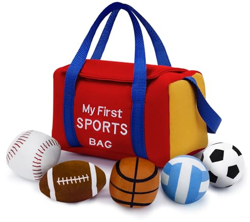 Xfrog Mini Sensory Balls for Babies, Soft Plush Baby Ball for Toddlers 0-12 Months, Sport Ball Toys with Travel Bag Gifts for Boys and Girls