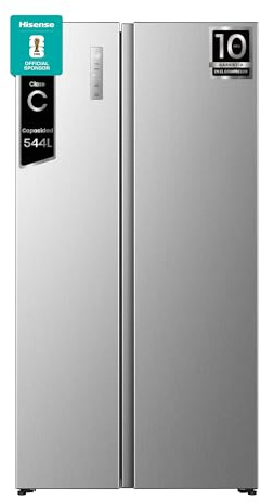 Hisense RS3P558NEIC Side-by-Side/ 544L/ Großes Fassungsvermögen/XXL Türfach/Multifunktionale Getränkeablage/Flat Duct/No Frost/SuperCool/BxHxT: 91,1×178,6×61,5cm/ Silber [Energieklasse C]