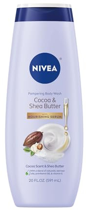 NIVEA Pampering Cocoa and Shea Butter Body Wash - with Nourishing Serum - 20 fl. oz. Bottle