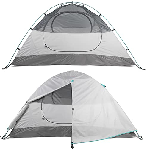 FE Active Zelt für 2 Personen - Vollständig Wasserdicht, Eingehakten Aluminiumstangen, Doppellagigem Anti-Rip Material für 3-4 Jahreszeiten, Camping Rucksackreisen Wandern | Entworfen in Kalifornien
