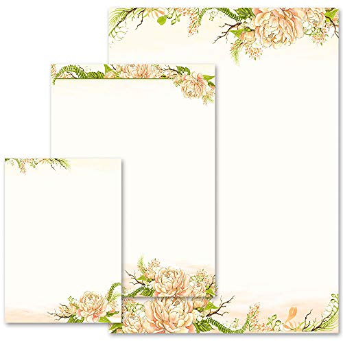 50 Sheets Motif Letter Paper! Rose Motif Peonies DIN A4 - Paper-Media