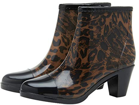 Holibanna 1 par de Botines de Agua para Mujer Botines de Invierno con Tacones Gruesos Botas Antideslizantes con Cremallera Bota Chelsea Botines Cortos de Lluvia Botines Impermeables