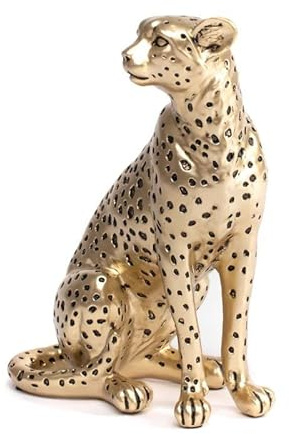 ROCKING GIFTS Figura Decorativa Leopardo Guepardo Dorado Poliresina 23 cm