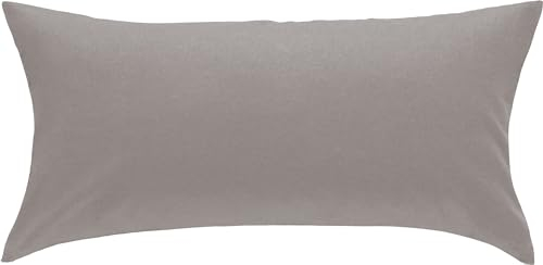 Erwin Müller Kissenbezug, Kissenhülle Uni Nördlingen Silber Größe 40x80 cm - flauschig angeraute Oberfläche für kalte Nächte, temperaturregulierend, mit Reißverschluss