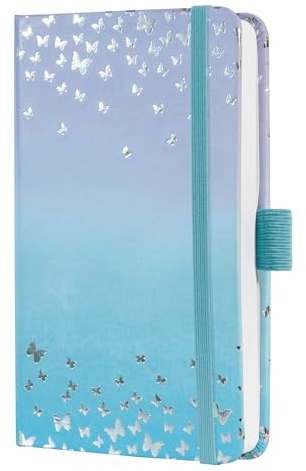 SIGEL J5346 Wochenplaner Jolie 2025, Butterfly Confetti Candy, ca. A6, Hardcover, Gummiband, Stiftschlaufe, Einstecktasche, 174 Seiten, vegan, Kalender aus nachhaltigem Papier, Terminplaner