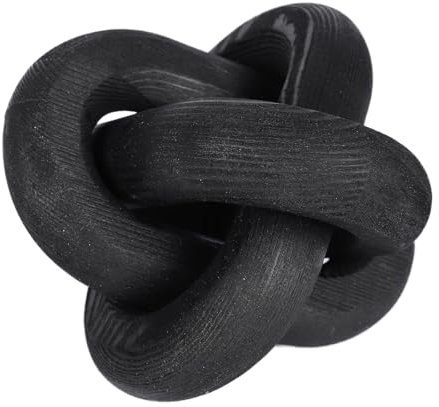 3-Link Wood Chain Link Decor Book Shelf Decor Home Decor Decorative Chain Knot Coffee Table Accessories Rustic Farmhouse Boho Bead Garland Decor for Christmas Halloween Decorations,6inch,Black