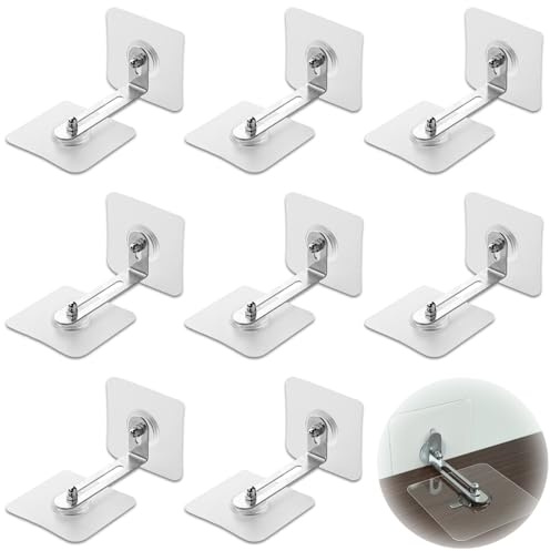 MAEXUS 8 juegos de seguridad antivuelco para muebles antivuelco para armarios sin taladrar muebles en forma de L para muebles, anclaje de pared para fijación de muebles
