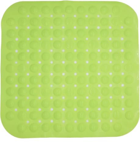 Duschmatte,48 x 48cmDuschmatte rutschfest Quadratisch, Badewannenmatte rutschfest, Aufhängern und Ablauflöchern,Bohnengrün