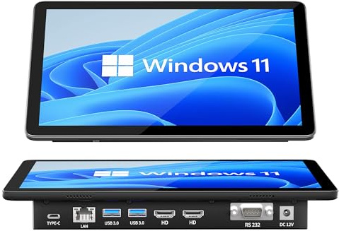 HEIGAOLAPC Mini PC Desktop con Schermo Tattile 10,1 N5095 Win 11 Pro 8GB RAM, 128GB ROM, Batteria 5000mAh, Display 4K HDMI2.0 & Tipo C3.1, RS232, RJ45 Lan