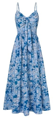 GRACE KARIN, Abito da Donna con Scollo a V, Senza Maniche, a Fiori, Estivo, Casual, A-Linea, Maxi, da Spiaggia, per Matrimonio, Fließendes, da Tempo Libero, con Tasche, XXL
